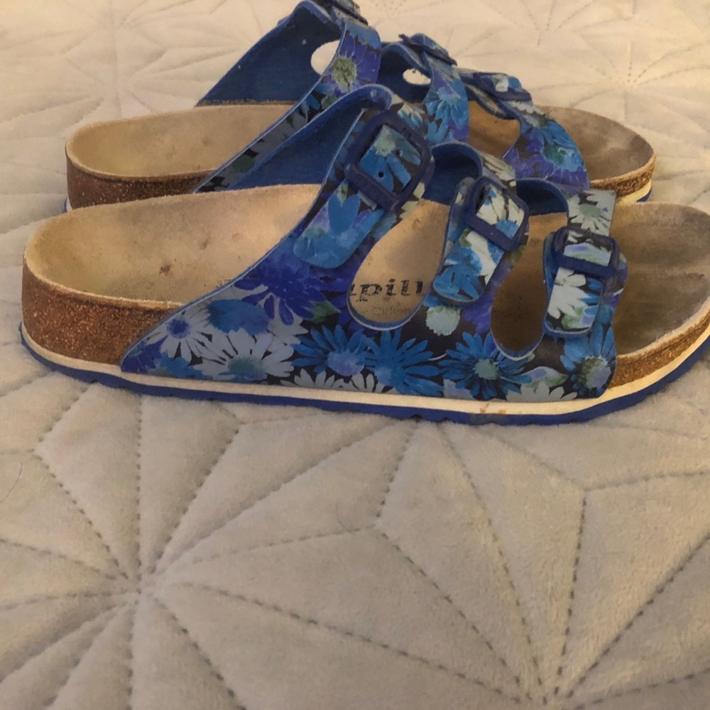 Blue floral sandals